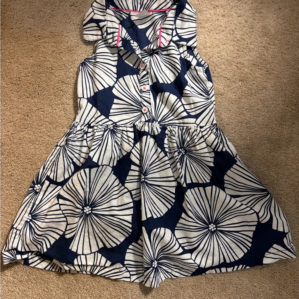 Navy and White Floral Kids Dress